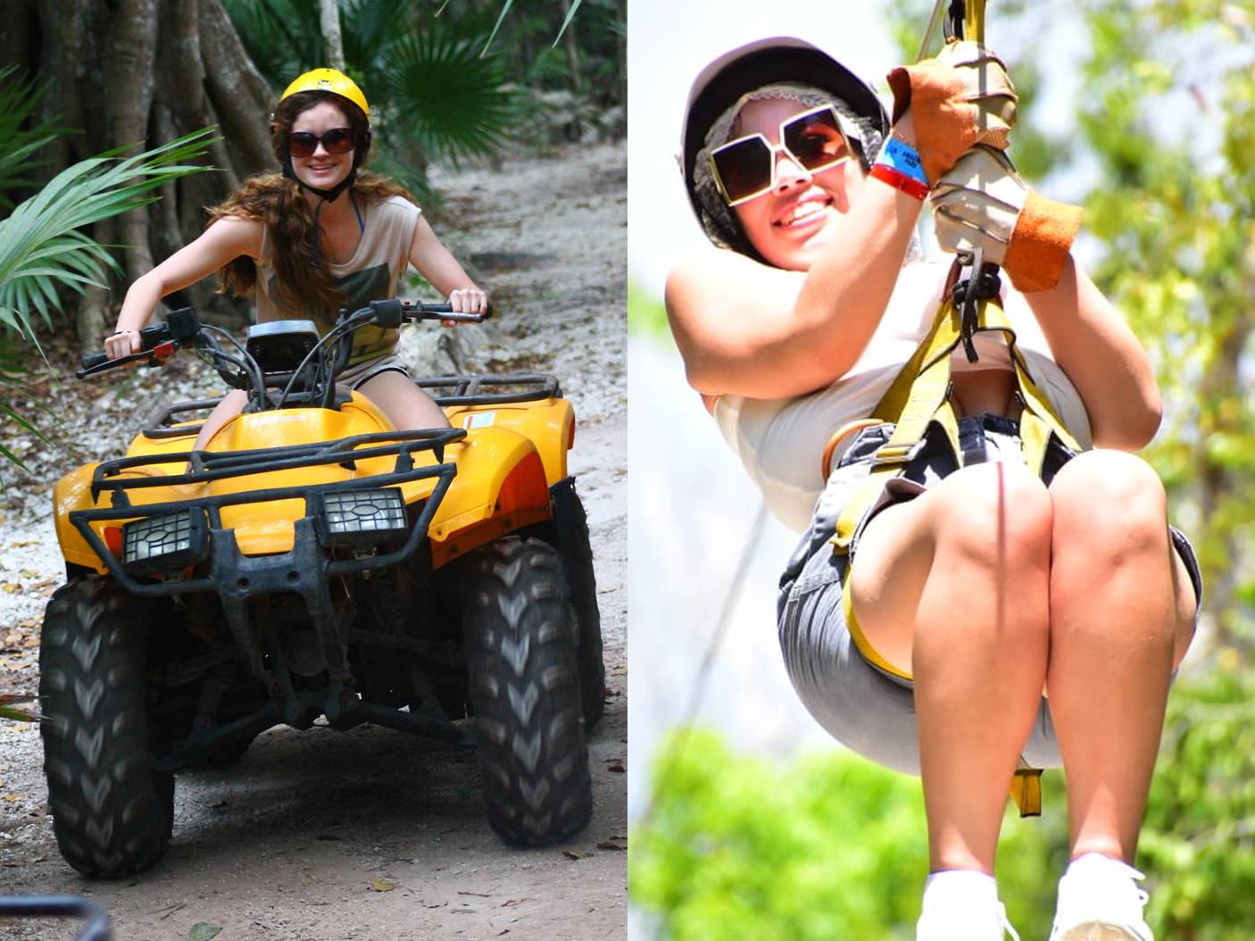 Adventurous tourists enjoying ATV rides, ziplining, horseback riding, and exploring cenotes in Cancun, Riviera Maya, and Playa del Carmen.